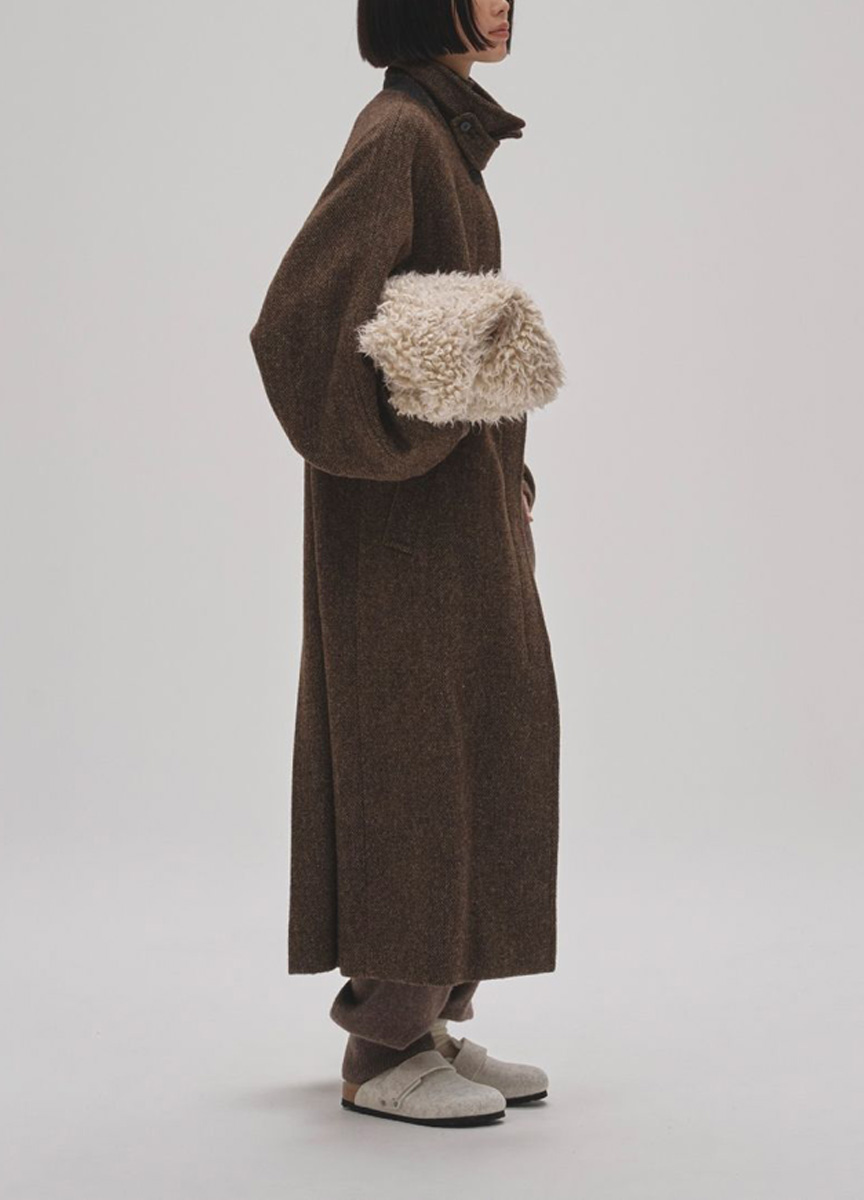 毛料混紡拉格蘭袖長大衣